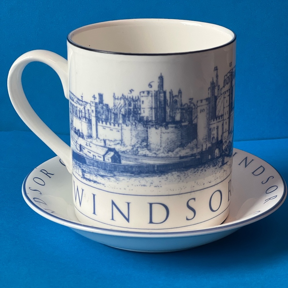 Windsor Castle Wenceslaus Holler Fine Bone China Mug and Saucer England Souvenir